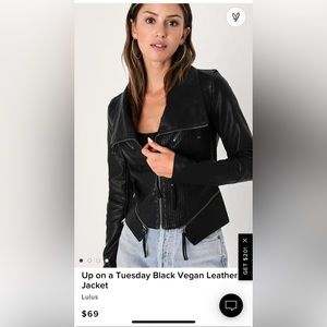 Lulu’s Up on a Tuesday black vegan leather jacket- size M